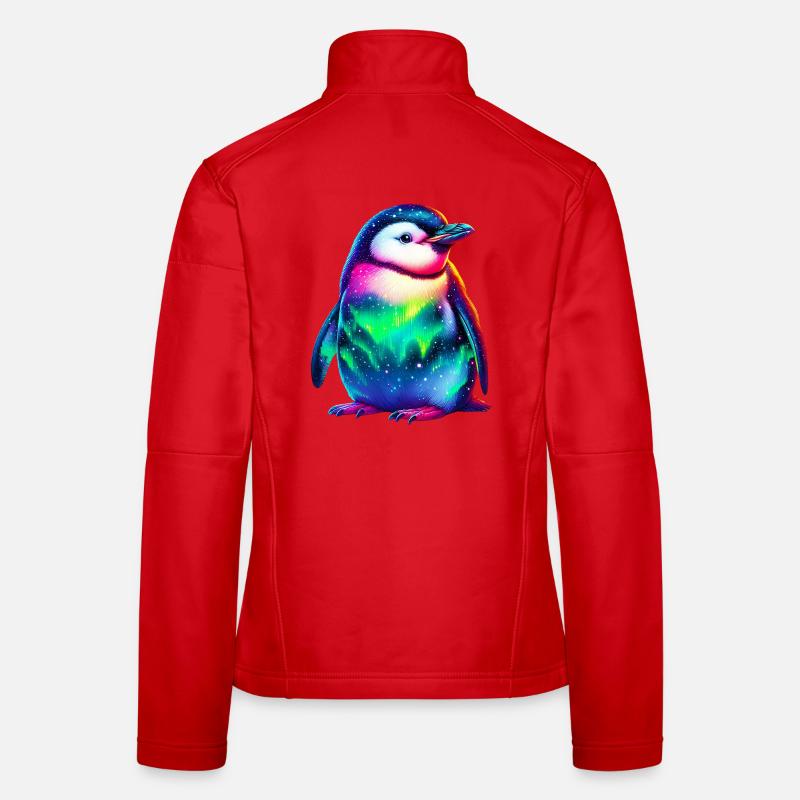 Aurora Borealis Penguin Women's Softshell Jacket