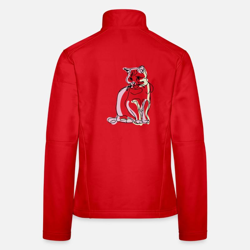 Cat- one line drawing Women's Softshell Jacket