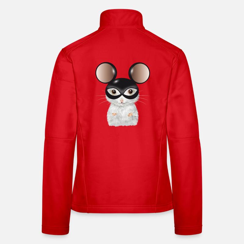 Cute White Mouse with Mouse Ears Mask Women's Softshell Jacket