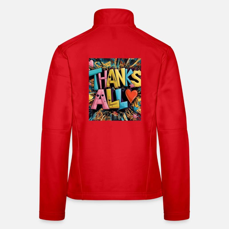 Graffiti-Stil Dankeschön-Herz-Design Frauen Softshelljacke