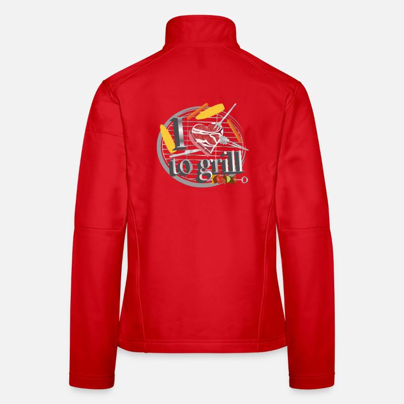 Ein Grill mit Mais,Würstchen & Fleisch in Herzform Frauen Softshelljacke