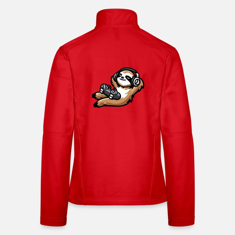 Game On Sloth: The Chill Gamer - Women's Softshell Jacket - red
