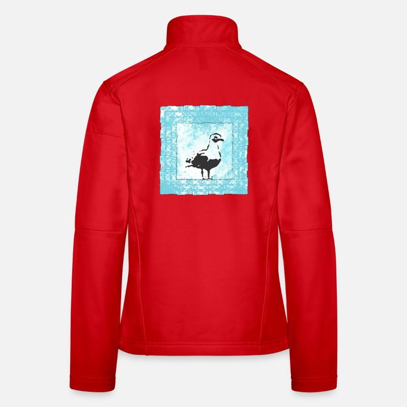 Abstrakter Möwen-Stempel im Wasserfarbenstil - Frauen Softshelljacke - Rot