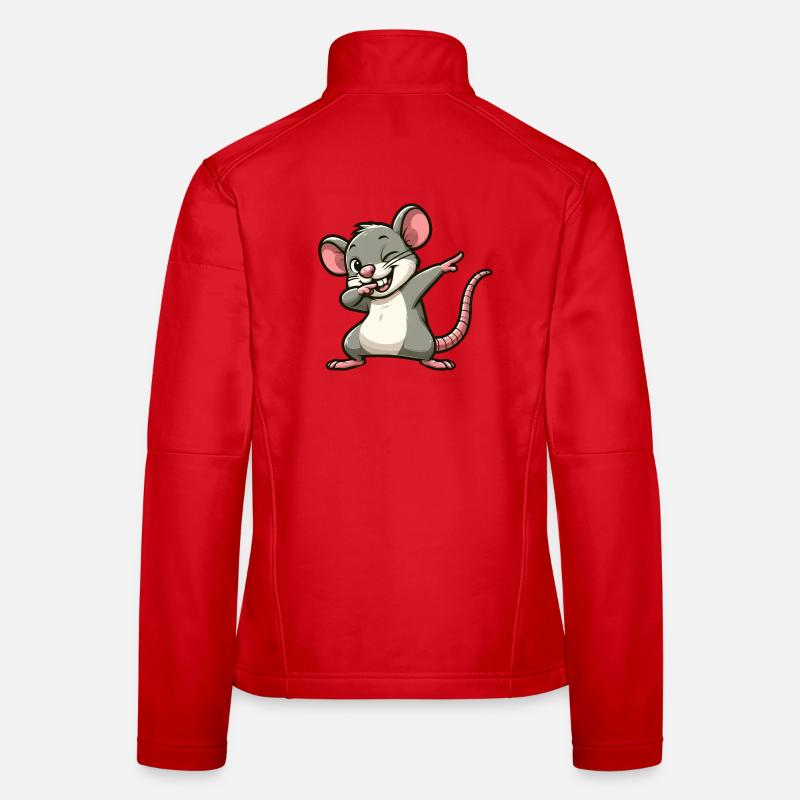 Rat and Mouse Dabbing Cartoon - Women's Softshell Jacket - red