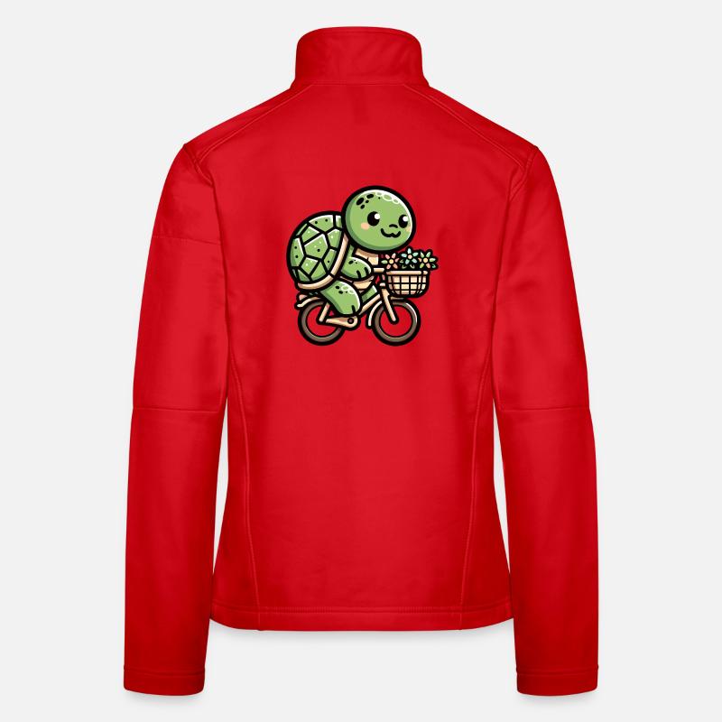 Cute Turtle Bicycle Design Women's Softshell Jacket