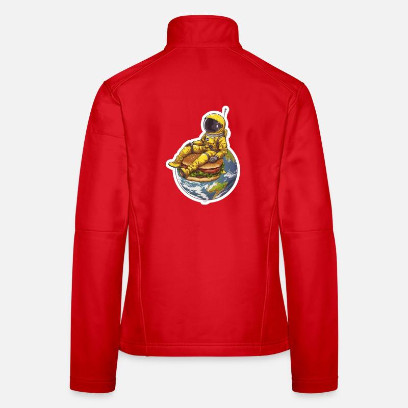 Astronaute doré sur Burger – Design alimentaire spatial Veste en tissu softshell Femme