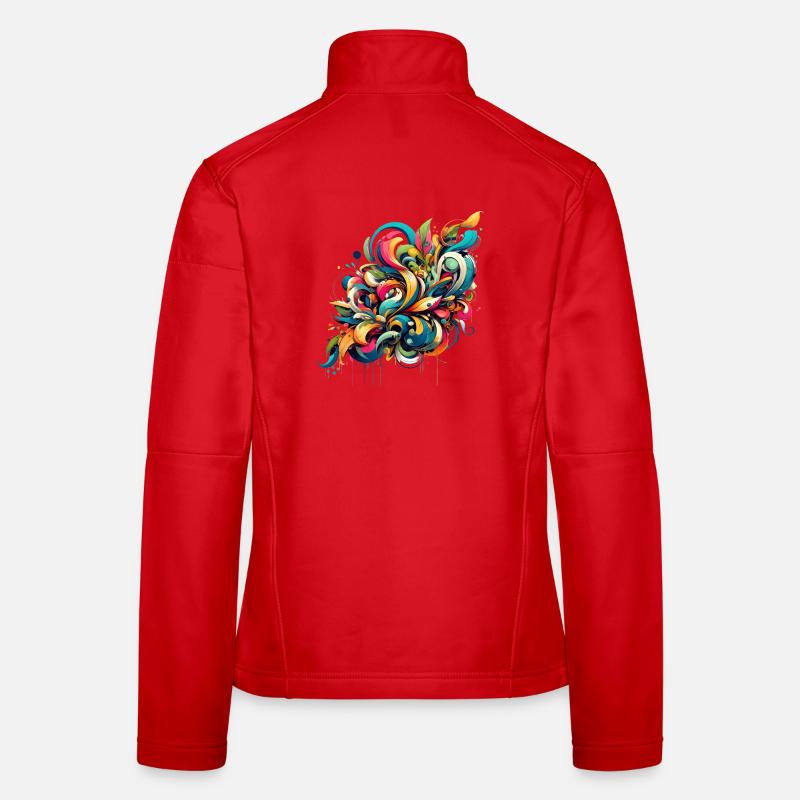 Coole florale dynamische Graffiti-Illustration Frauen Softshelljacke
