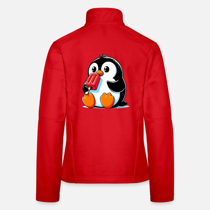 Penguin eats a popsicle Women's Softshell Jacket