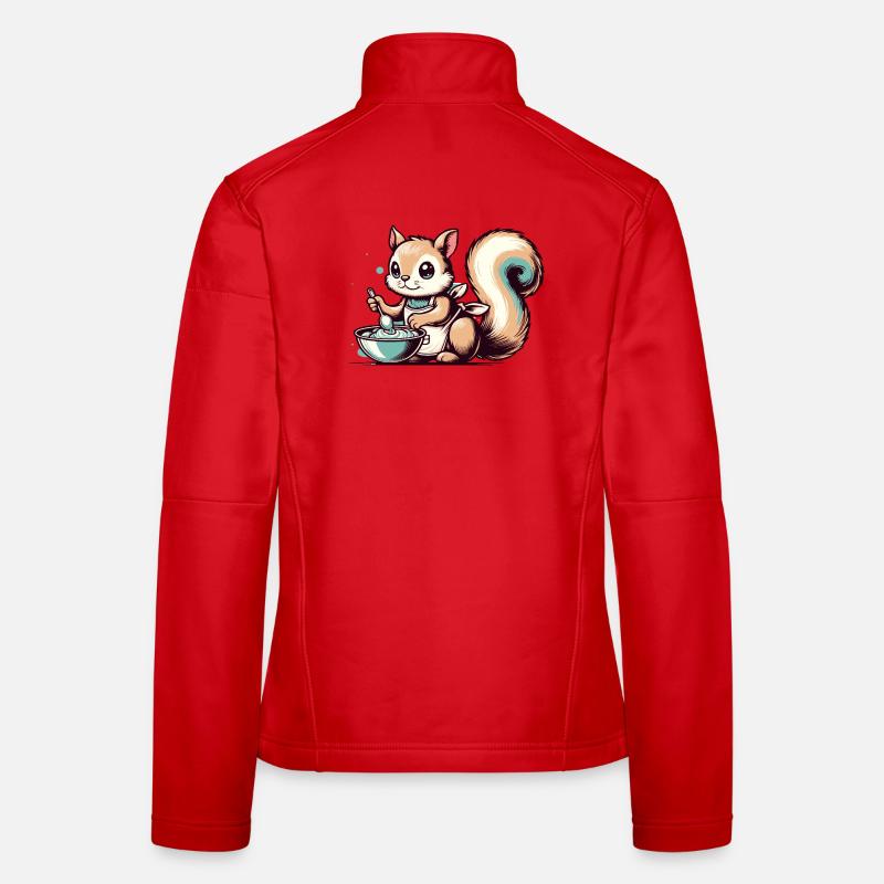 Cute cartoon squirrel baking cake Women's Softshell Jacket