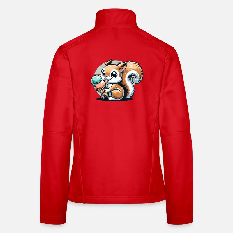Cute cartoon squirrel with ice cream Women's Softshell Jacket