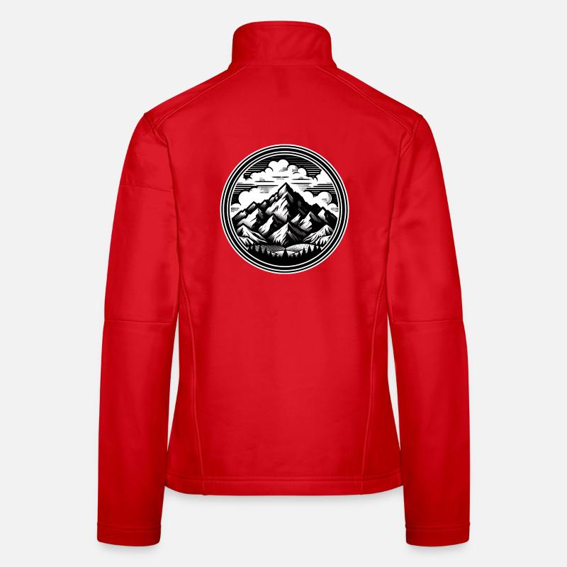 De hautes montagnes en arrière-plan, entourées de nuages Veste en tissu softshell Femme