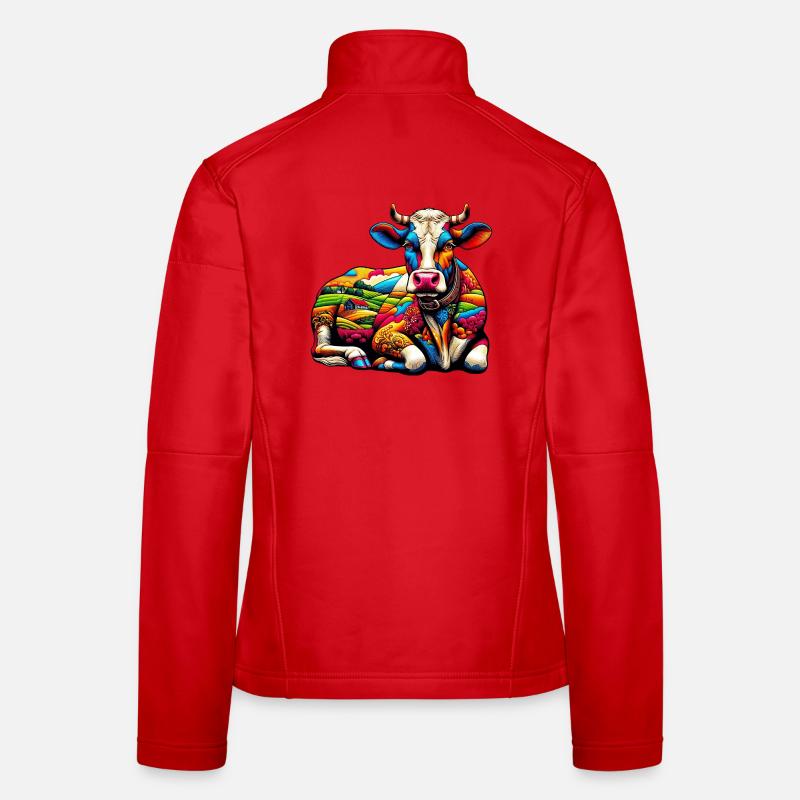 Kuh - Frauen Softshelljacke - Rot