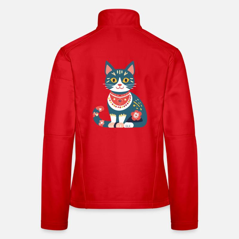 chaton folklorique mignon Veste en tissu softshell Femme