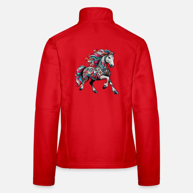 Pferd - Frauen Softshelljacke - Rot