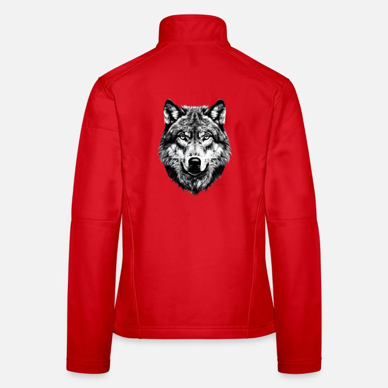 Loup Motif Loups Wolf Pack Gris Wolfhound Wolf Veste en tissu softshell Femme