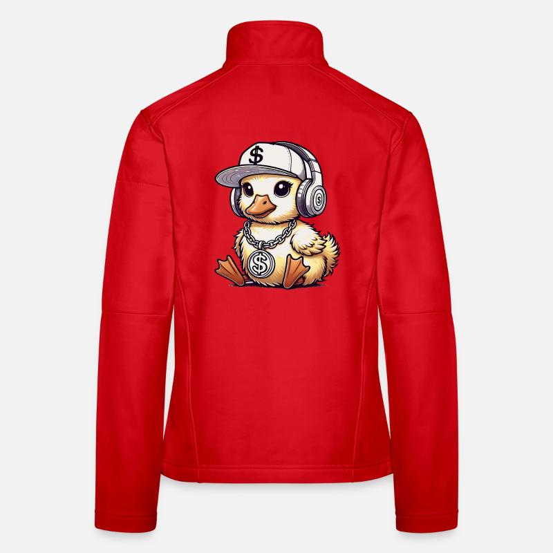 funny chick headphone motif with baseball cap & chain Women's Softshell Jacket