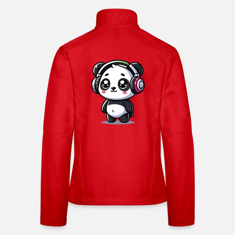 Motif mignon de casque panda Veste en tissu softshell Femme