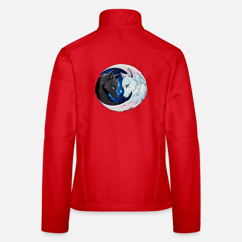 Zwei majestätische Wolfsköpfe - Frauen Softshelljacke - Rot