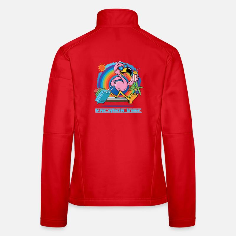 Flamingo Sommer Strandurlaub mit Regenbogen Frauen Softshelljacke