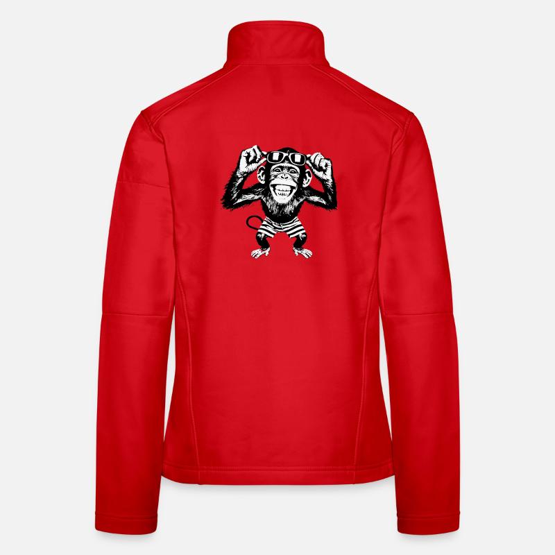 Grinsender Affe mit Sonnenbrille - Frauen Softshelljacke - Rot