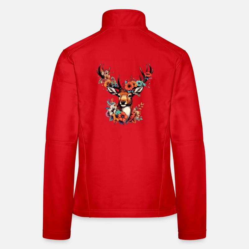 Hirsch mit Blumen Frauen Softshelljacke