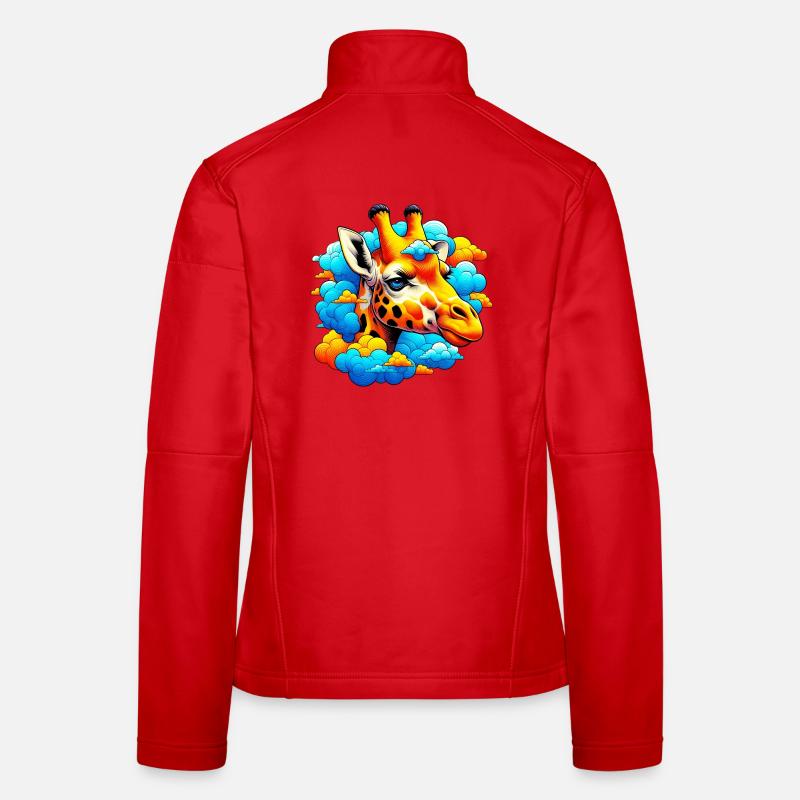 Giraffe with head in cloud clouds Women's Softshell Jacket