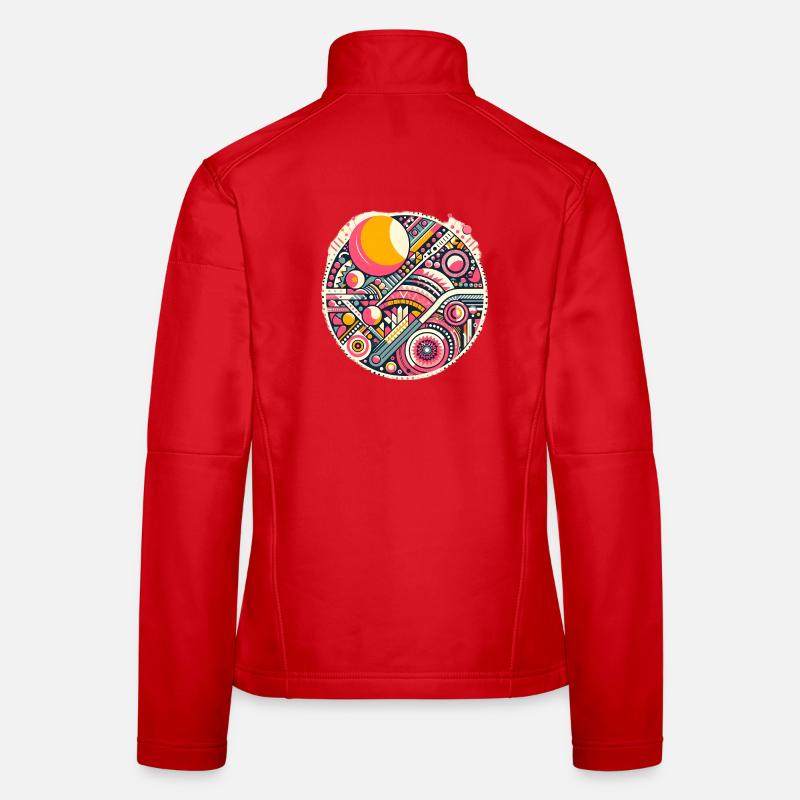 Neon Geometry — Orbit Bloom - Frauen Softshelljacke - Rot