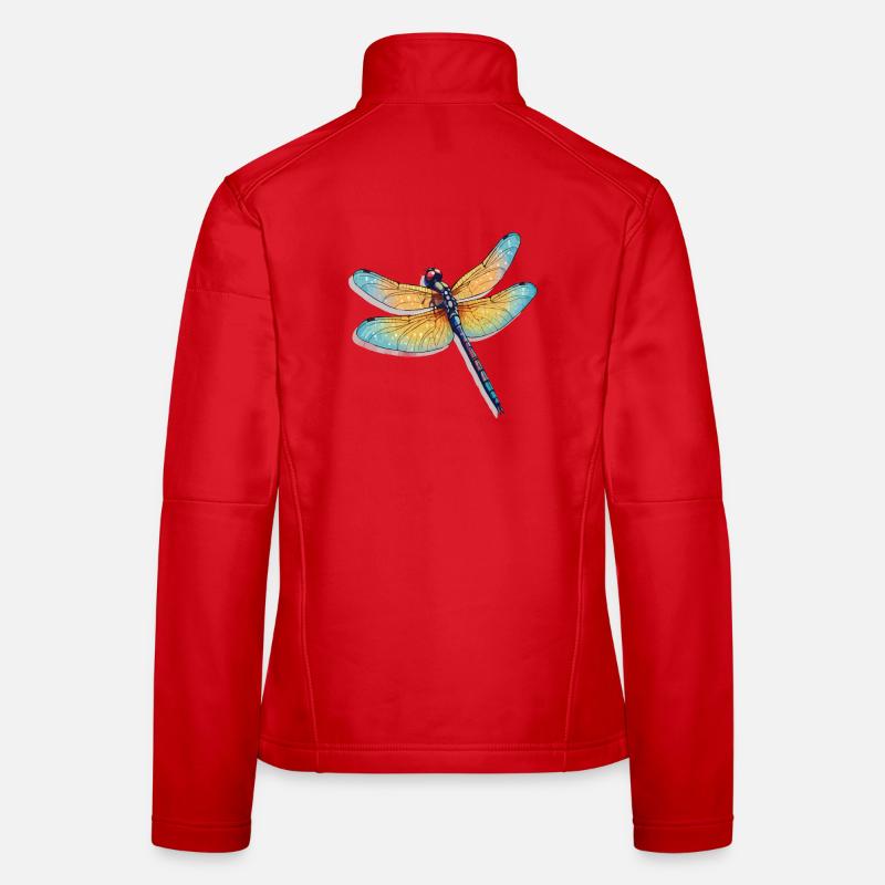 Farbenprächtige Libelle Illustration Frauen Softshelljacke