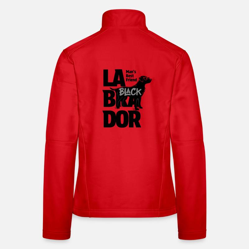 Black Brush Font with Labrador Silhouettes - Women's Softshell Jacket - red
