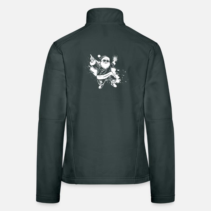 Festive Santa with Sparkling Gift Women's Softshell Jacket