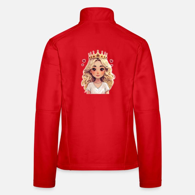 Süßes blondes Mädchen mit Krone und Herzchen Frauen Softshelljacke