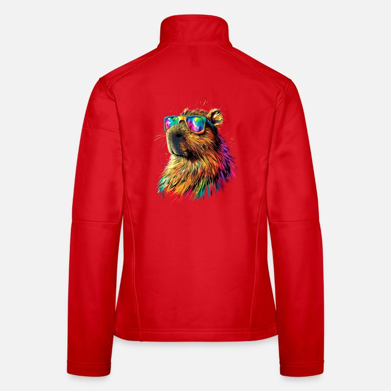 Capybara Sunglasses Colorful Popart Capybara Women's Softshell Jacket