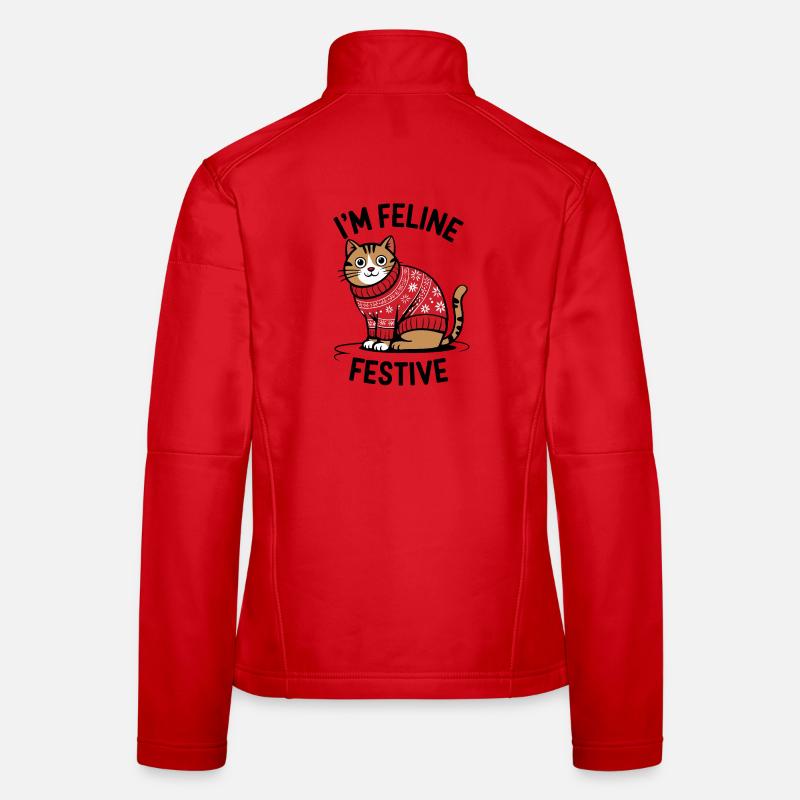 Chat festif avec pull de Noël Veste en tissu softshell Femme