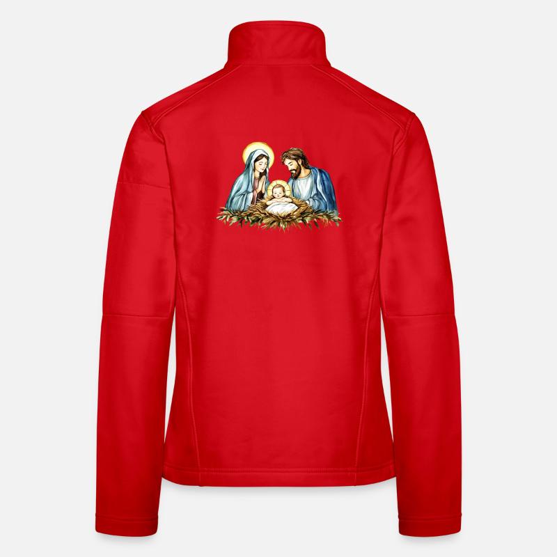 Pull de Noël Noël à la Crèche Jésus Veste en tissu softshell Femme