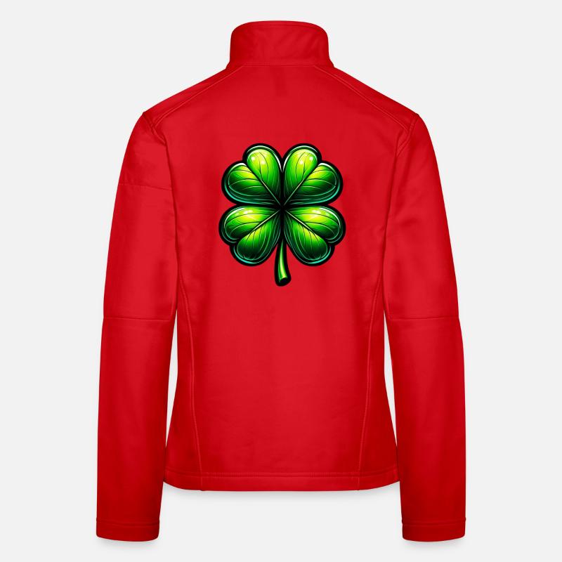 Vierblättriges Kleeblatt - Frauen Softshelljacke - Rot