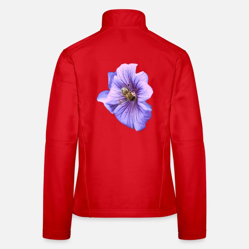 Violette Blüte mit Biene Frauen Softshelljacke