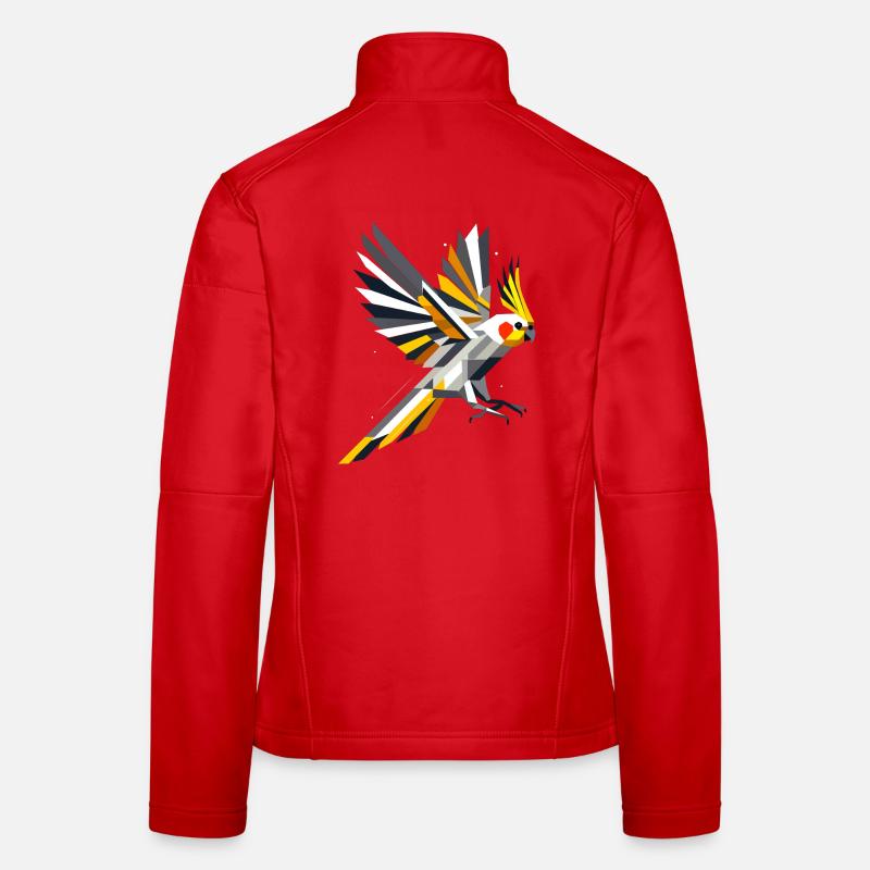 Calopsitte géométrique colorée Veste en tissu softshell Femme