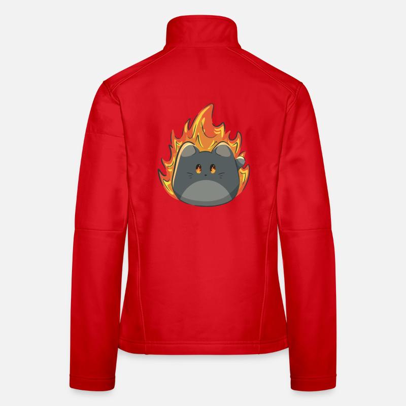 Chat mignon avec du feu Veste en tissu softshell Femme