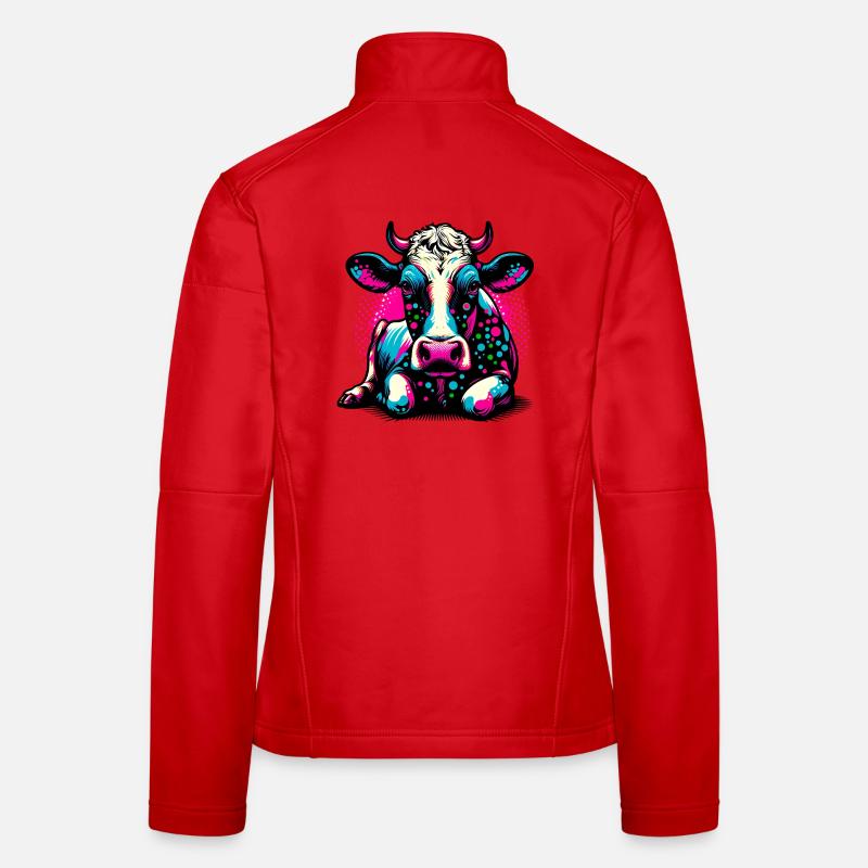 Kuh - Frauen Softshelljacke - Rot