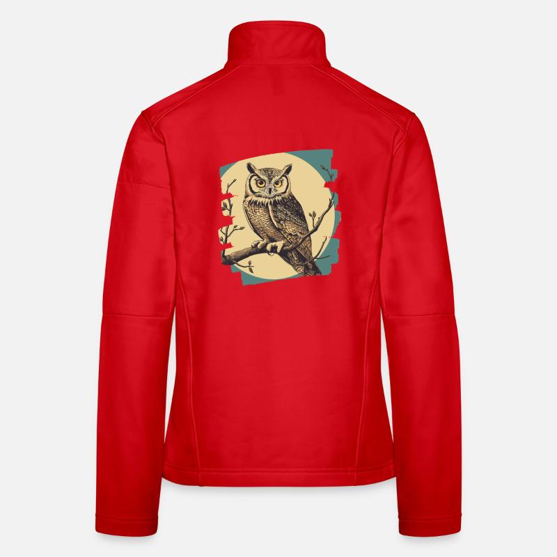 Eule Retro Frauen Softshelljacke