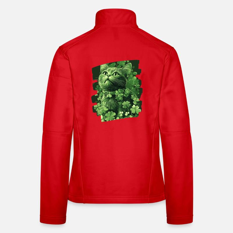 St Patrick's Day Cat Women's Softshell Jacket
