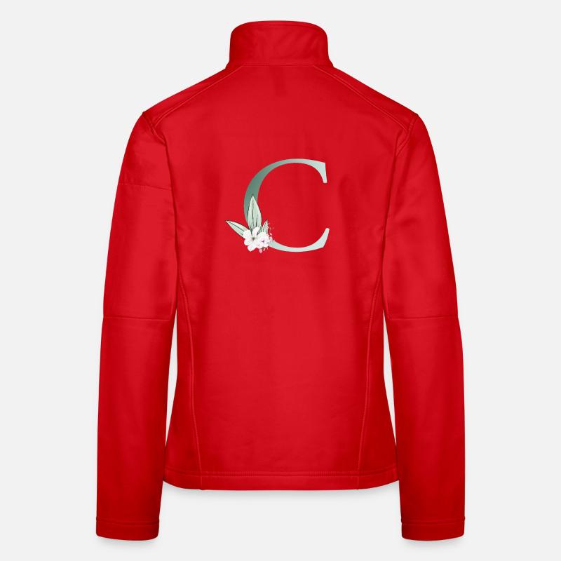 C Monogramme, Floral, Personnalisable Veste en tissu softshell Femme