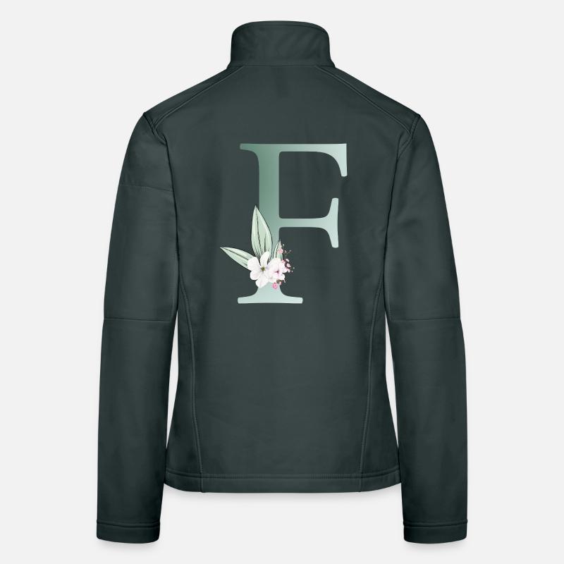 F Monogram, Floral, Personnalisable Veste en tissu softshell Femme