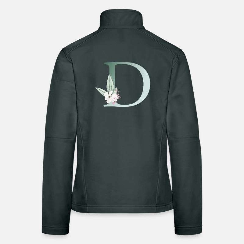 D Monogram, Floral, Customizable Women's Softshell Jacket