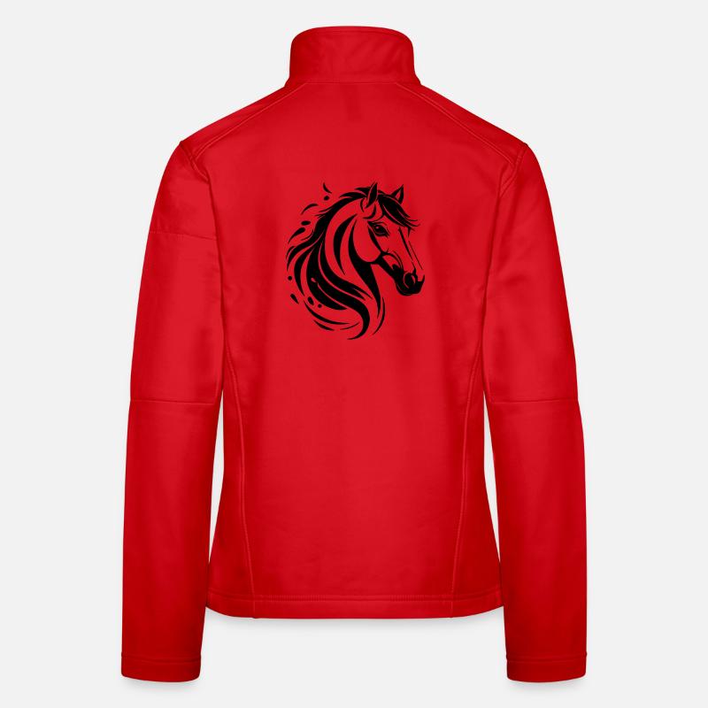 Motif cheval élégant en noir Veste en tissu softshell Femme