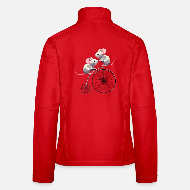 cute polygon mice on a nostalgic penny farthing Women's Softshell Jacket