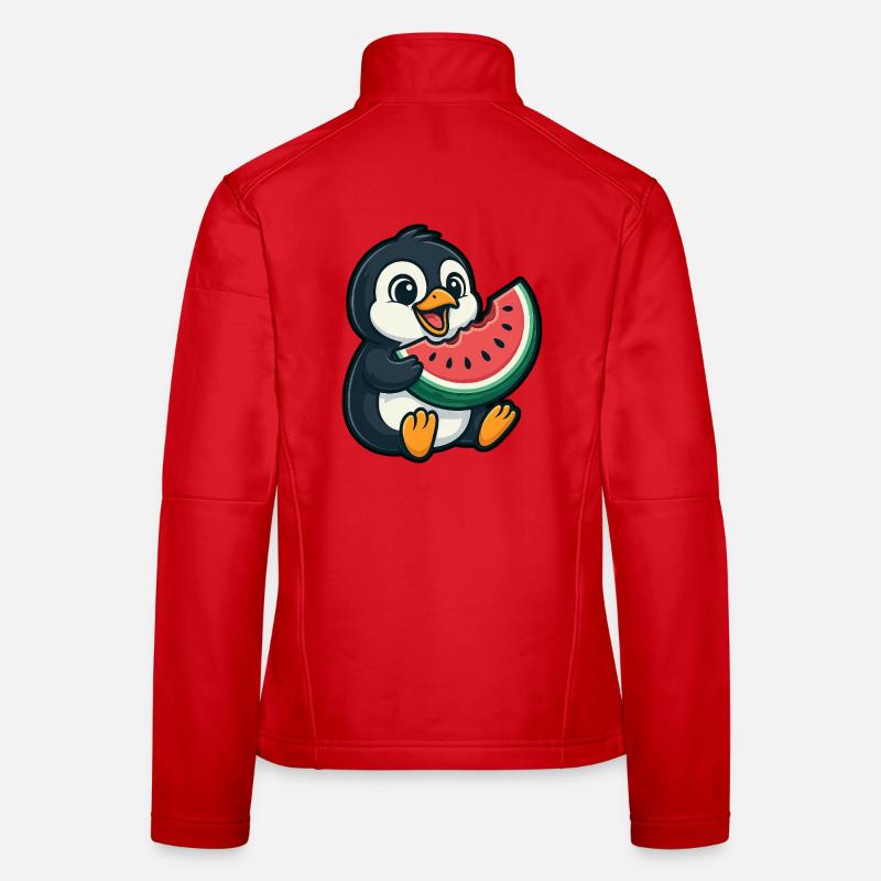 Penguin with Watermelon Summer Fruit Women's Softshell Jacket