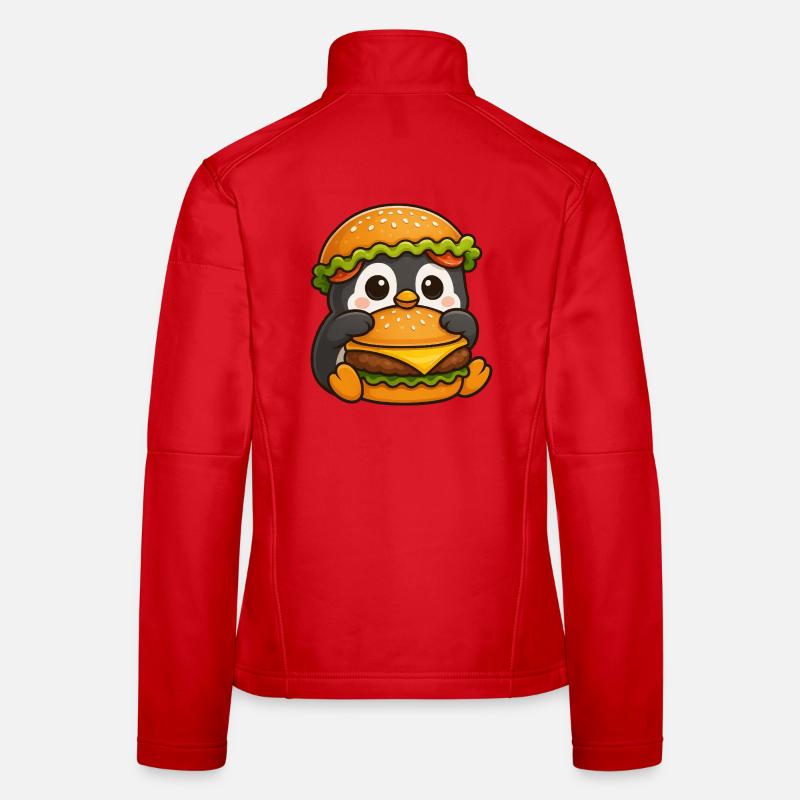 Pingouin mignon avec hamburger Cheeseburger Restauration rapide Veste en tissu softshell Femme