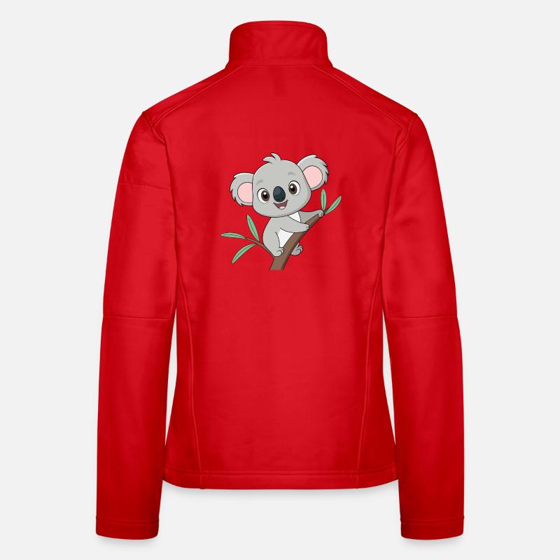 Bébé koala joyeux sur une branche Veste en tissu softshell Femme