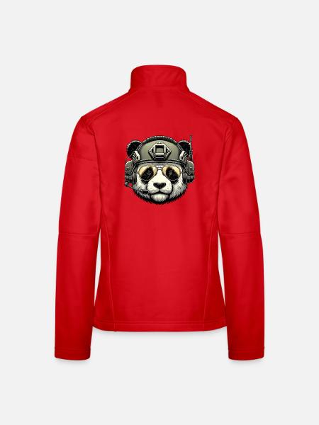Panda Military Army Design - Women's Softshell Jacket - red - Back